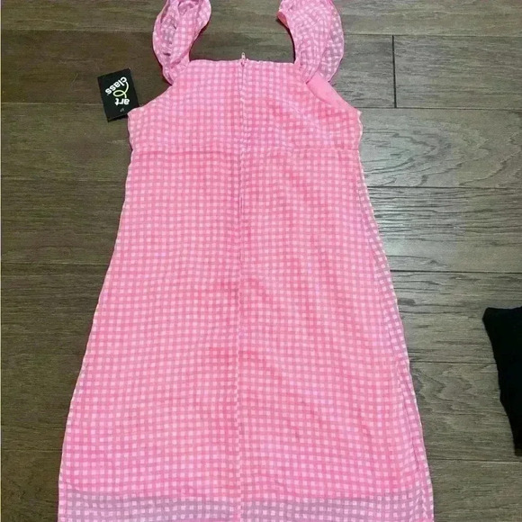 NWT Art Class Girls’ Ruched Bust Flutter Sleeve Strap Chiffon Dress Pink XL - Picture 6 of 6